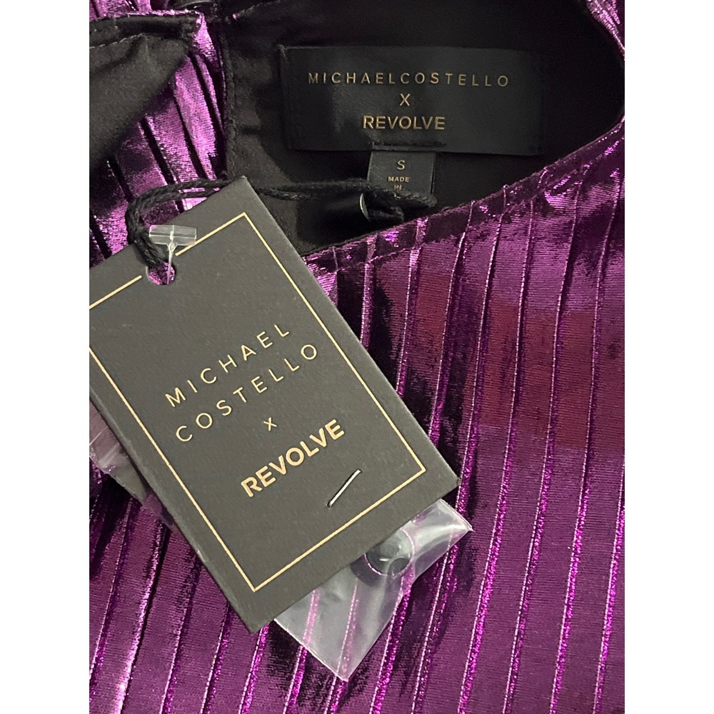 NWT Michael Costello x Revolve Gene Mini Dress Electric Purple Plissé Small - Picture 8 of 10